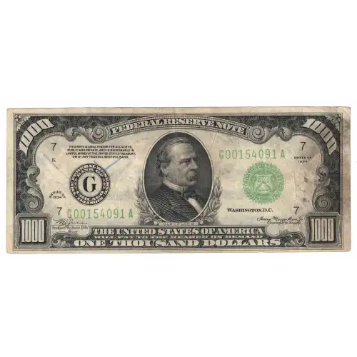 $1,000 1934  High Denomination Notes 2211-Gm (2)