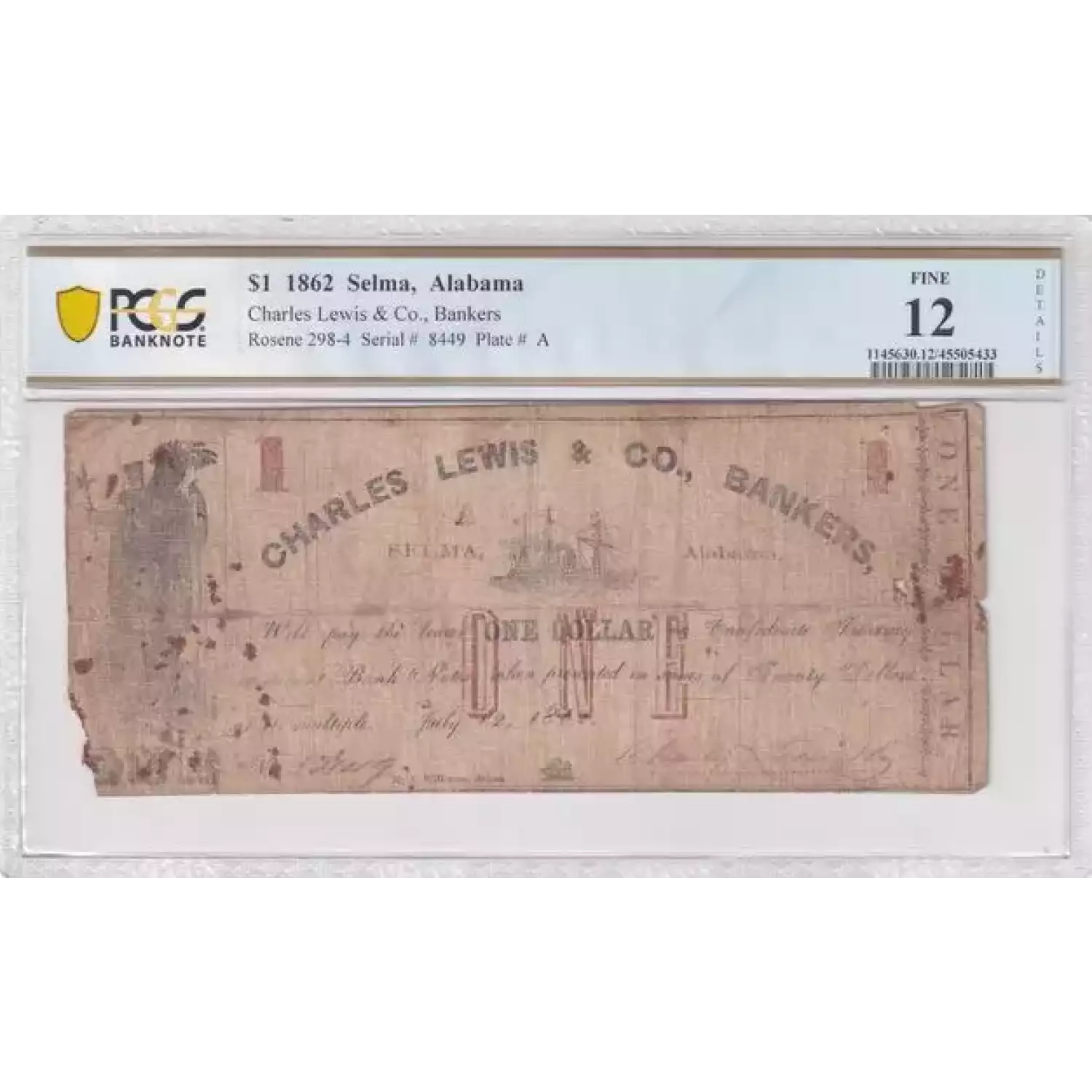 $1 1862 Selma, Alabama