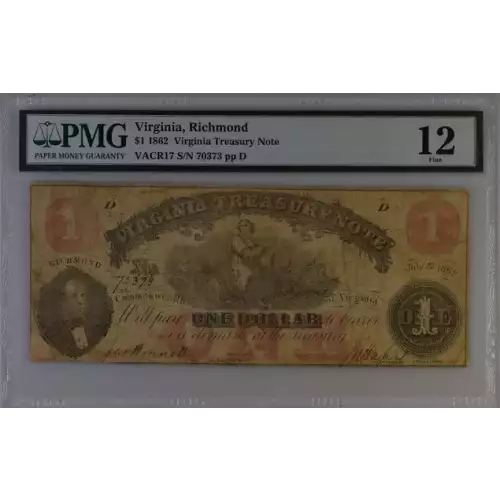 $1 1862 Treasury Note - Richmond, Virginia