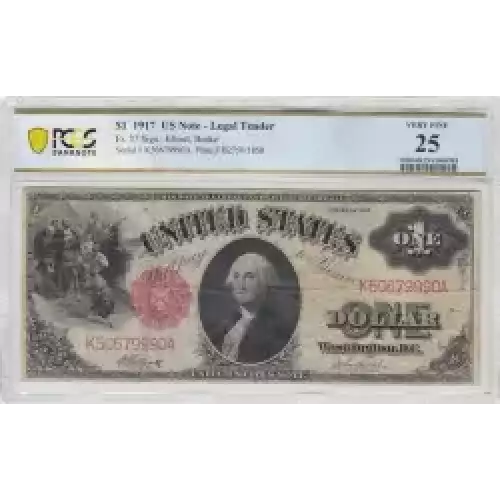 $1 1917 Small Red, scalloped Legal Tender Issues 37