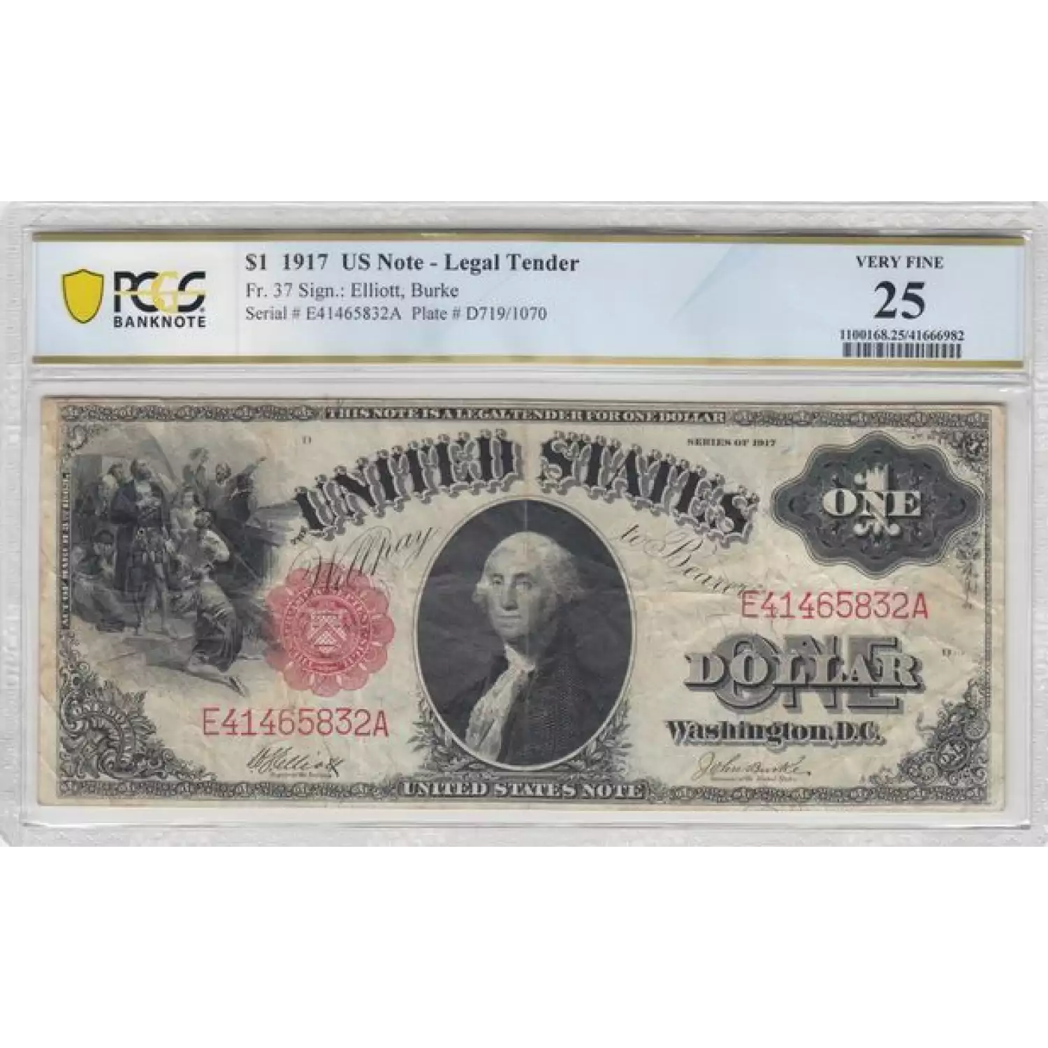 $1 1917 Small Red, scalloped Legal Tender Issues 37