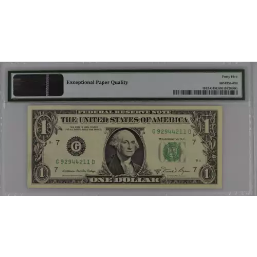 $1 1981-A. Green seal. Small Size $1 Federal Reserve Notes 1912-G