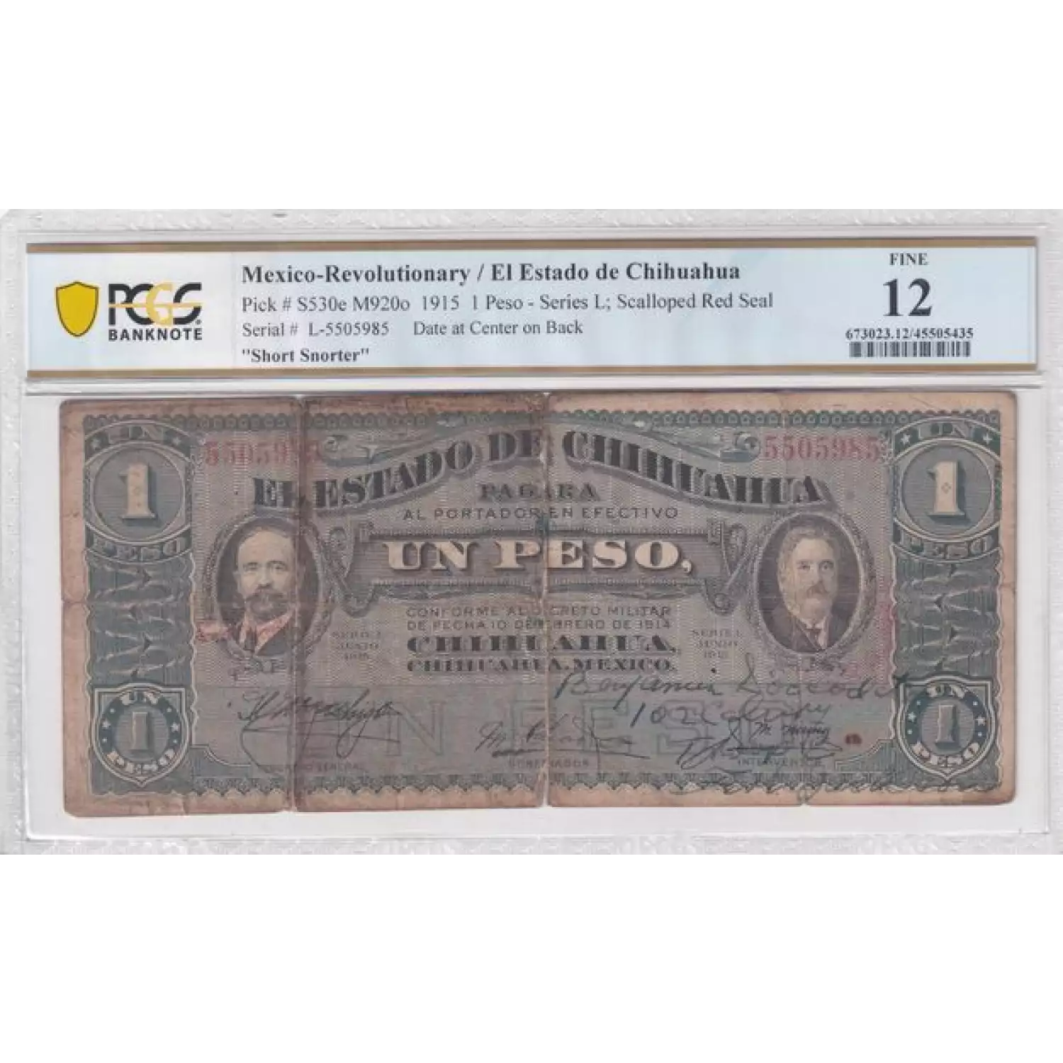 1 Peso 5631, DECRETO 10.2.1914  Mexico - Revolutionary S530 (2)