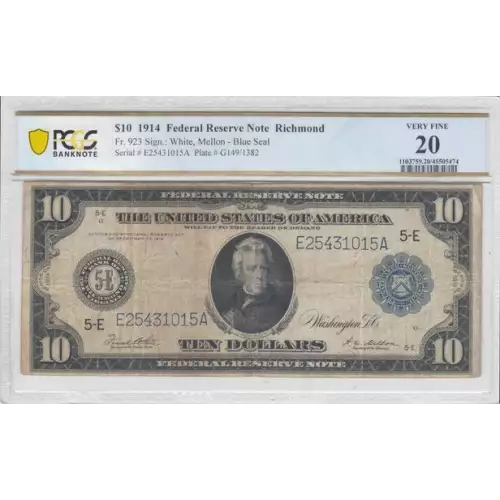 $10 1914 Red Seal Federal Reserve Notes 923