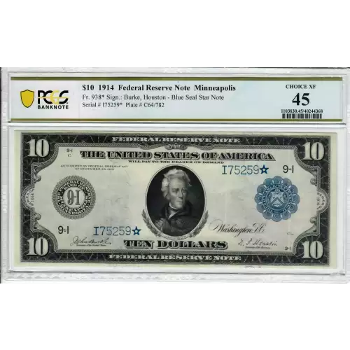 $10 1914 Red Seal Federal Reserve Notes 938*