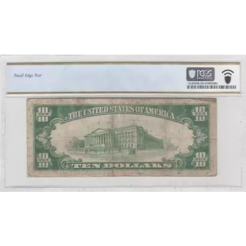 $10 1929 small brown seal. Small National Bank Notes 1801-1