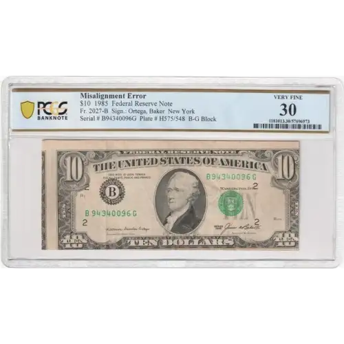 $10 1985 Treasury seal. Small Size $10 Federal Reserve Notes 2027-B (2)