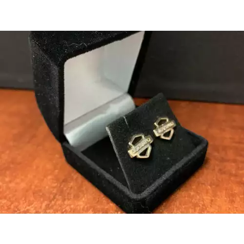 10K Gold Earrings Harley Davidson 1/4CTW 1.7g