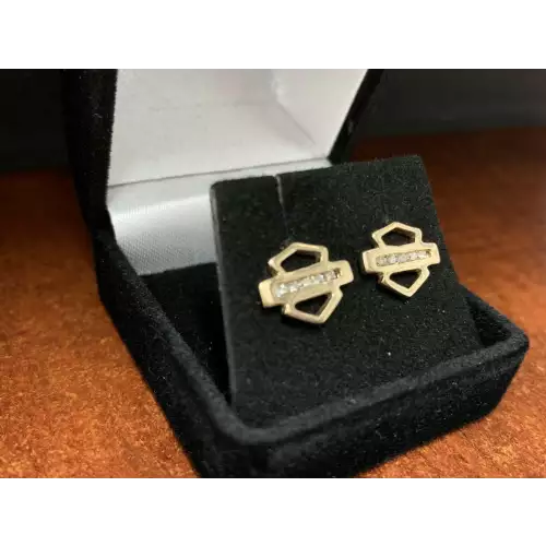 10K Gold Earrings Harley Davidson 1/4CTW 1.7g