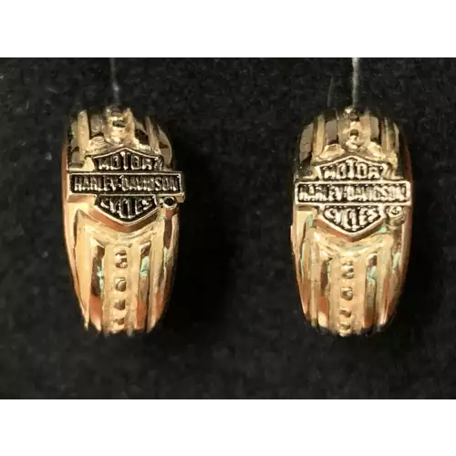 10K YG Earrings Harley Davidson Hoop 4.0g (2)