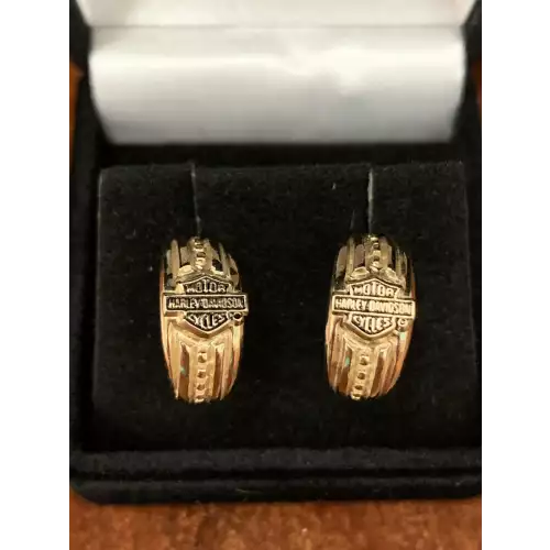 10K YG Earrings Harley Davidson Hoop 4.0g (5)
