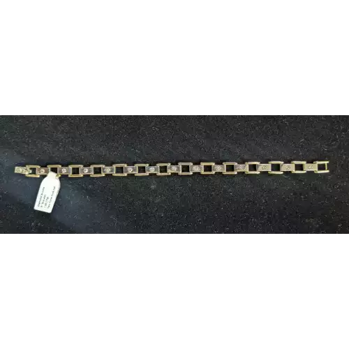 14k 2 Tone White & Yellow Gold & Diamond Bracelet 1.0 CTW 8