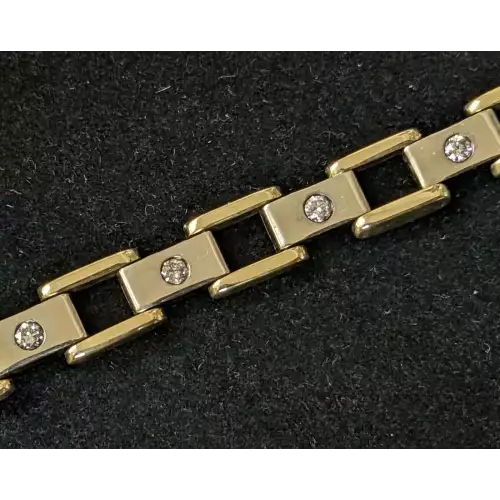 14k 2 Tone White & Yellow Gold & Diamond Bracelet 1.0 CTW 8