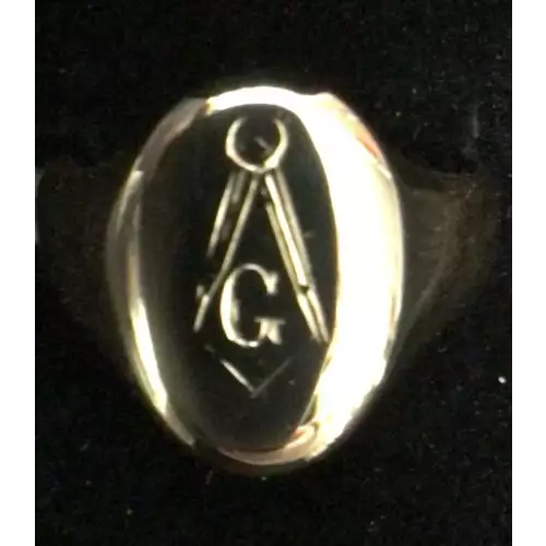 14K Antique Mason Ring  7.5g  Men's Size 9.25 (5)