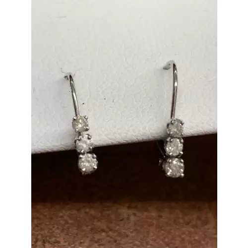 14K Earrings .30CTW Diamonds Omega Back .8g