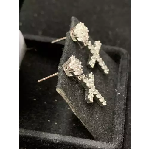 14K Gold Earring Diamond Cross  (2)