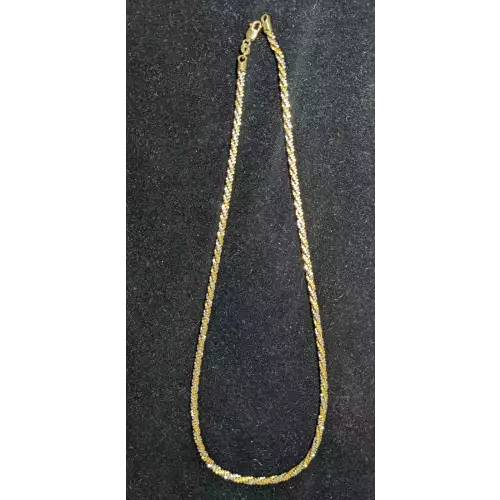 14k Necklace Two Tone White & Yellow Gold 3mm Rope 11.8g 17