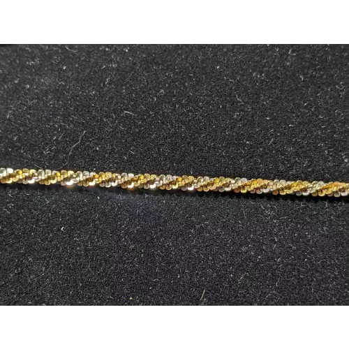 14k Necklace Two Tone White & Yellow Gold 3mm Rope 11.8g 17
