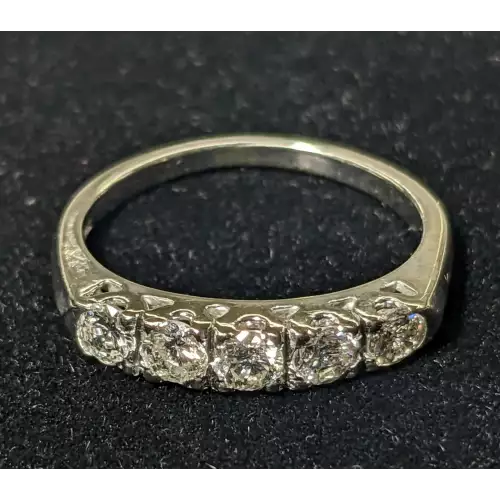 14k Ring 5 Stone Diamond I1 H/I .50 CTW Size 5.75 White Gold 2.1g (2)