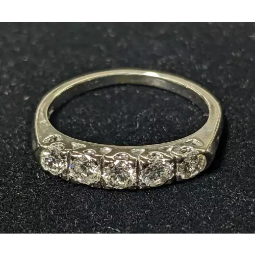 14k Ring 5 Stone Diamond I1 H/I .50 CTW Size 5.75 White Gold 2.1g (5)