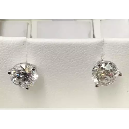 14K WG 2.04 CT Diamond Earrings Lab Grown Round Brilliant VS1 D in Martini Settings