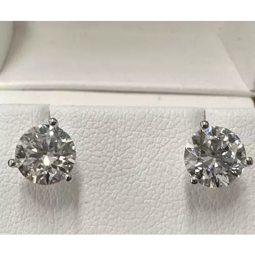 14K WG 2.12 CtTW Diamond Earrings Lab Grown VS1 F 