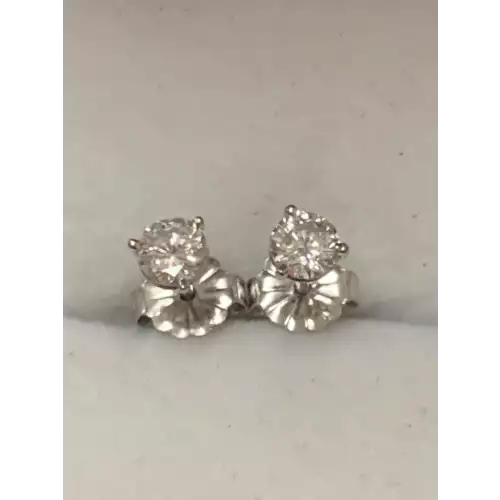 14K White Gold Diamond Earrings, 0.46 CTW, 0.6g