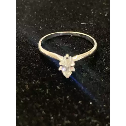14K White Gold Marquise Diamond Ring, Size 5.25