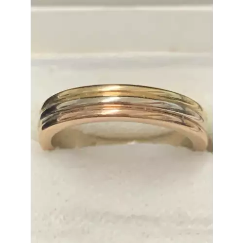 14K White, Yellow & Rose Gold Ring, Size 4.5, 5.3g