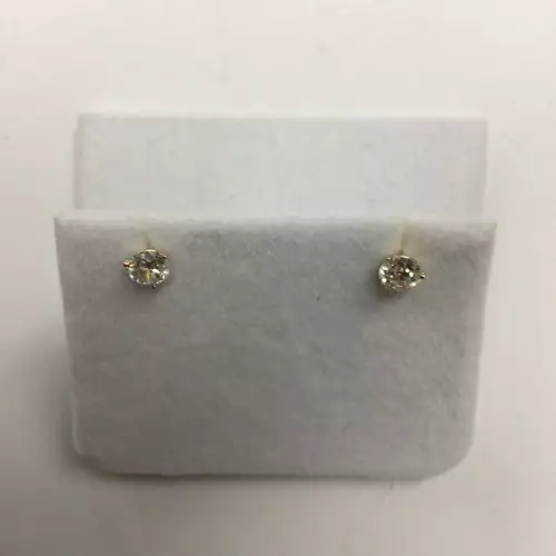 14K Yellow Gold 1.08 Ct T.W. VS1 D Diamond Earrings  .07g