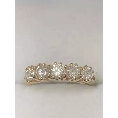14K Yellow Gold 5-Stone Diamond Ring, 3/4 CT. T. W. size 4.25 2.0g