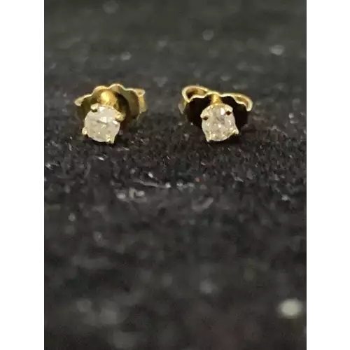 14K Yellow Gold Diamond Stud Earrings, 0.15 CTW, 0.6g