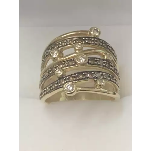 14K Yellow Gold Ring, 0.60 CTW Levian Chocolate Diamonds, Size 7, 8.6g