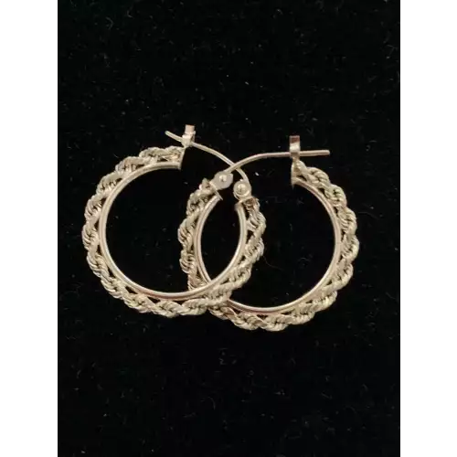 14K Yellow Gold Rope Hoop Earrings, 1.1g