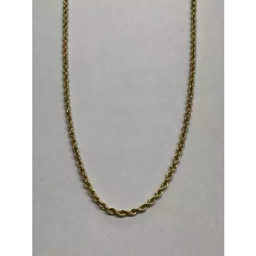  14k YG Rope Chain Necklace 1mm 22