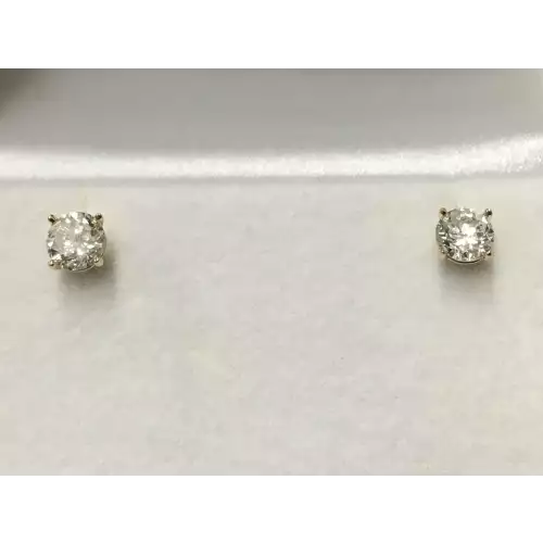14K YG Round .90 TCW I1 I-J Diamond Earrings 