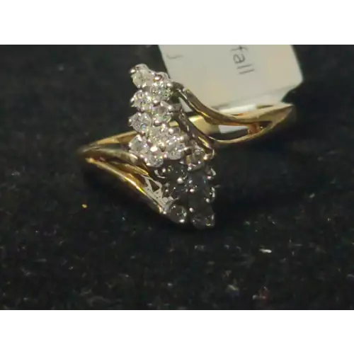14k YG Waterfall Diamond Ring .50 CTW I1 J 3.3g Size 5.5