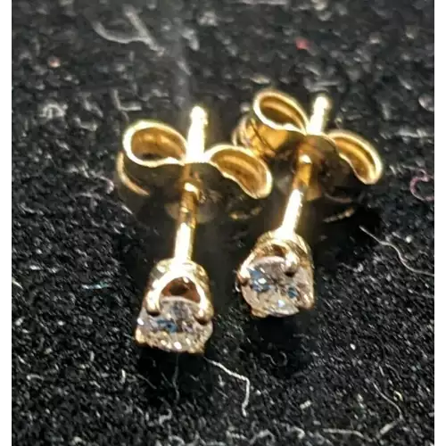 .15 Carat Diamond Earrings in 14k Yellow gold Studs .5g