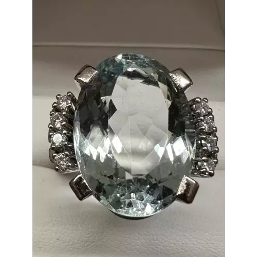 18K WG Ring with a 22.8 Ct Aquamarine Gem  size 10.25 GIA certified 16.7g