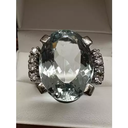 18K WG Ring with a 22.8 Ct Aquamarine Gem  size 10.25 GIA certified 16.7g