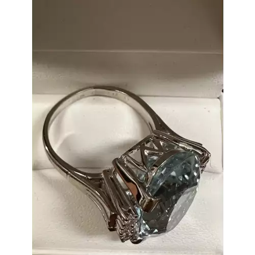 18K WG Ring with a 22.8 Ct Aquamarine Gem  size 10.25 GIA certified 16.7g