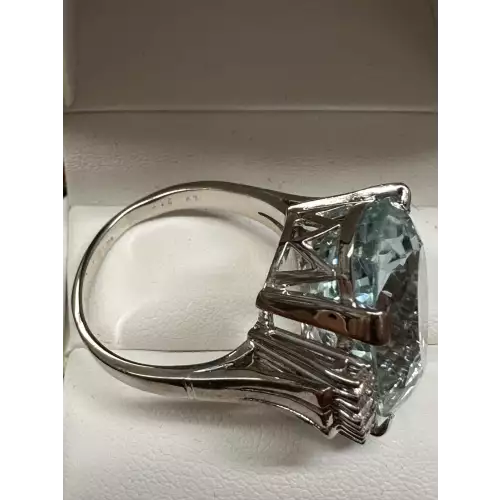 18K WG Ring with a 22.8 Ct Aquamarine Gem  size 10.25 GIA certified 16.7g