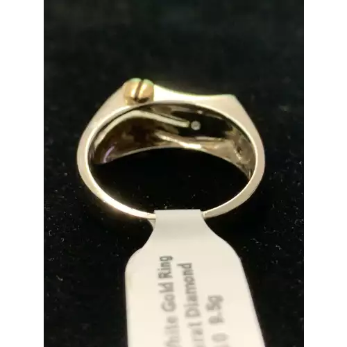 18k White Gold & .10 Carat Diamond Ring  Size 10 9.5g (8)