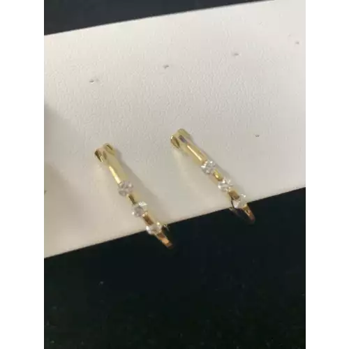 18K Yellow Gold 3-Diamond Earrings, 8.2g