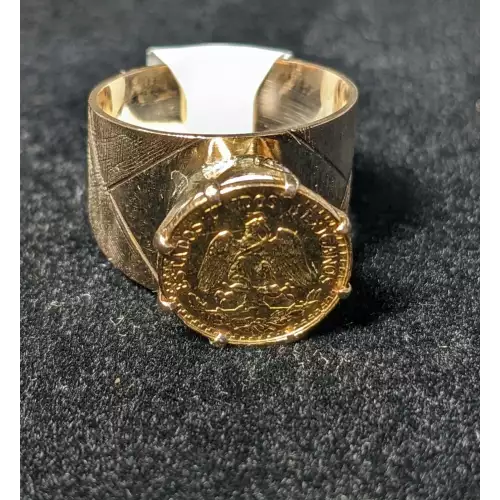 1945 2 Peso 14k Gold Ring Size 7.5 7.1g