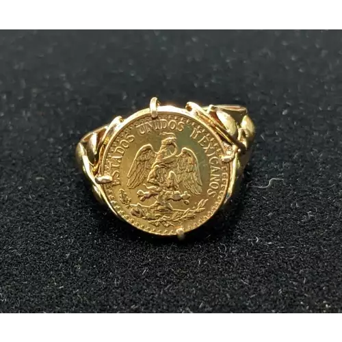 1945 Mexican 2 Peso Ring 18K size 7.25 total weight is 4.2g 