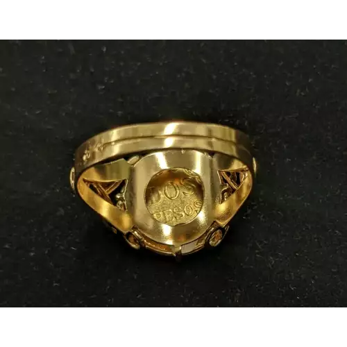1945 Mexican 2 Peso Ring 18K size 7.25 total weight is 4.2g  (5)