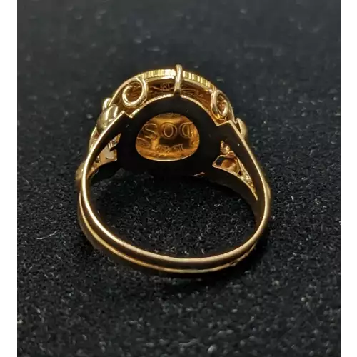 1945 Mexican 2 Peso Ring 18K size 7.25 total weight is 4.2g  (3)