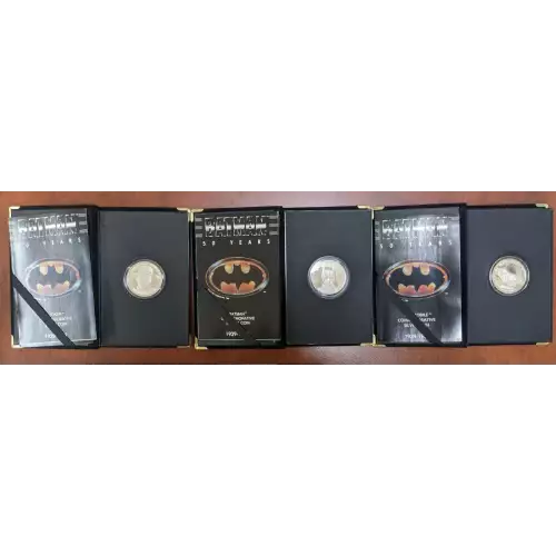 1989 DC Comics BATMAN 50th Anniversary 1 oz Silver Dark Prince + Batmobile + The Joker #2435