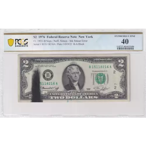 $2 1976 Green seal Small Size $2 Federal Reserve Notes 1935-B
